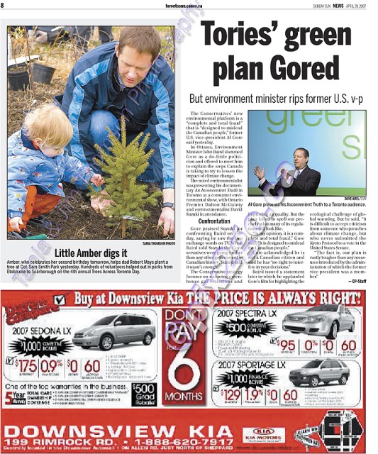 GO GREEN!
Toronto Sun
April 29, 2007